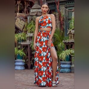 Lulus Back To Your Roots Floral 2 Piece Maxi Dress
